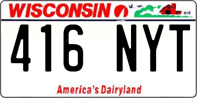 WI license plate 416NYT