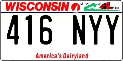 WI license plate 416NYY