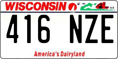 WI license plate 416NZE