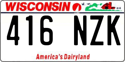 WI license plate 416NZK