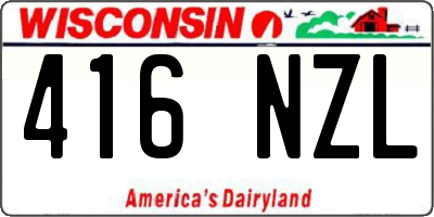WI license plate 416NZL