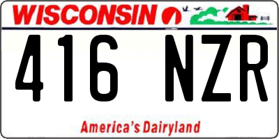 WI license plate 416NZR