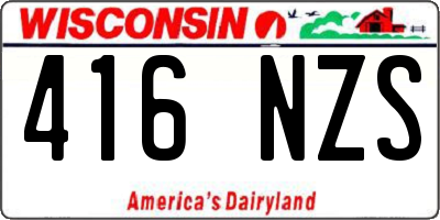 WI license plate 416NZS