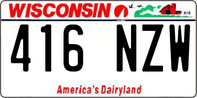 WI license plate 416NZW