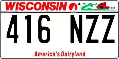 WI license plate 416NZZ