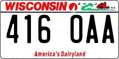 WI license plate 416OAA