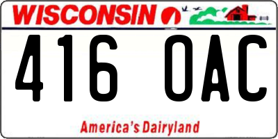 WI license plate 416OAC