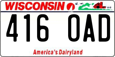 WI license plate 416OAD