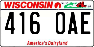 WI license plate 416OAE