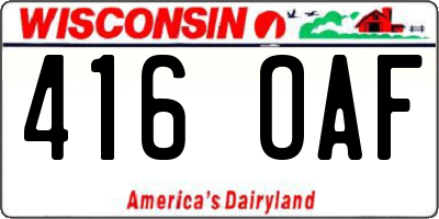 WI license plate 416OAF