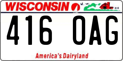 WI license plate 416OAG