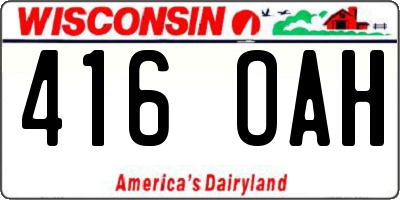 WI license plate 416OAH