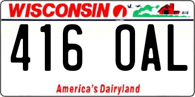 WI license plate 416OAL