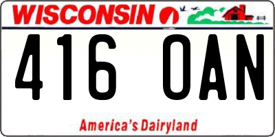 WI license plate 416OAN