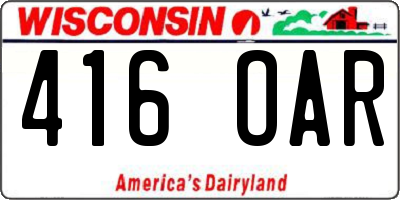 WI license plate 416OAR