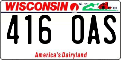 WI license plate 416OAS