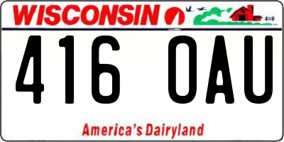 WI license plate 416OAU