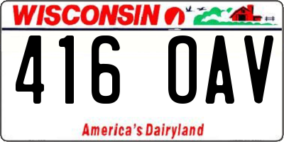 WI license plate 416OAV
