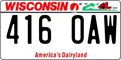 WI license plate 416OAW