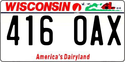 WI license plate 416OAX