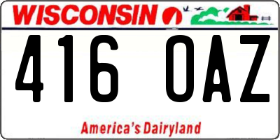 WI license plate 416OAZ
