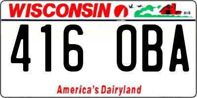WI license plate 416OBA
