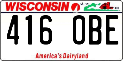 WI license plate 416OBE