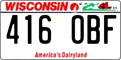 WI license plate 416OBF