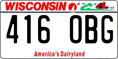 WI license plate 416OBG