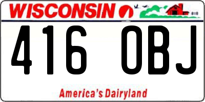 WI license plate 416OBJ