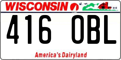 WI license plate 416OBL