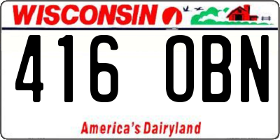 WI license plate 416OBN