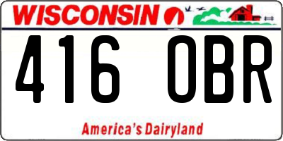 WI license plate 416OBR