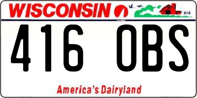 WI license plate 416OBS