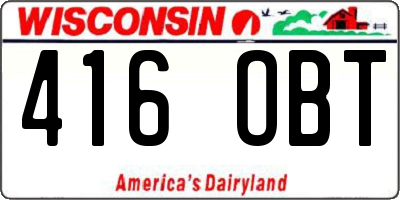 WI license plate 416OBT