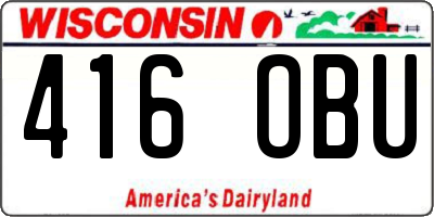 WI license plate 416OBU