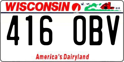 WI license plate 416OBV