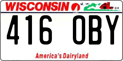 WI license plate 416OBY