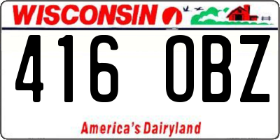 WI license plate 416OBZ
