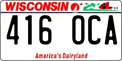 WI license plate 416OCA