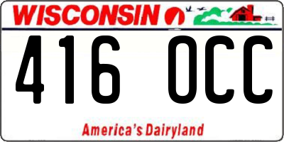 WI license plate 416OCC
