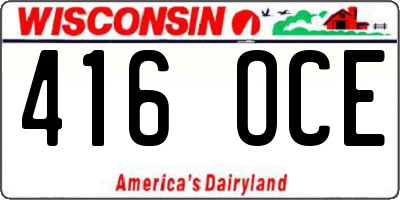 WI license plate 416OCE