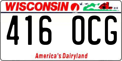 WI license plate 416OCG