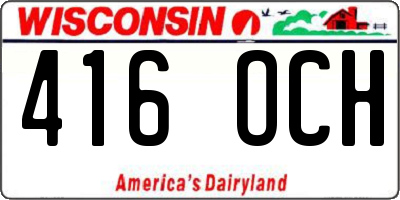 WI license plate 416OCH