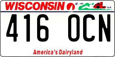 WI license plate 416OCN