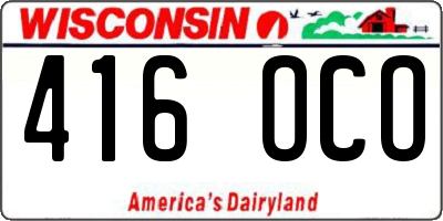 WI license plate 416OCO
