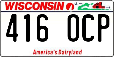 WI license plate 416OCP
