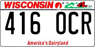 WI license plate 416OCR