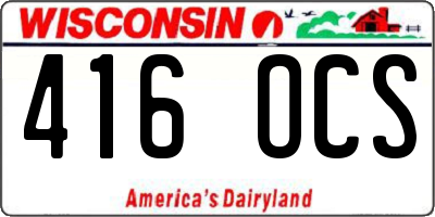 WI license plate 416OCS