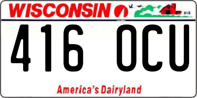 WI license plate 416OCU